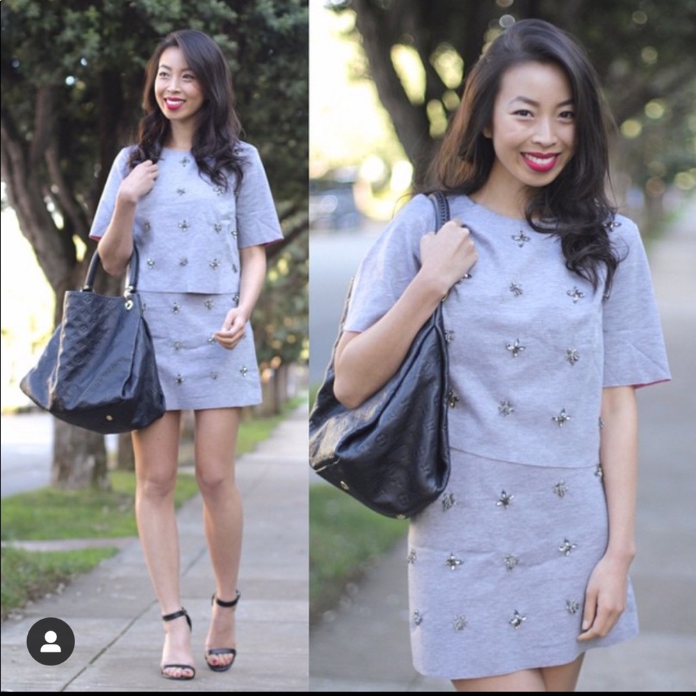 Grey mini skirt with sequin embellishment